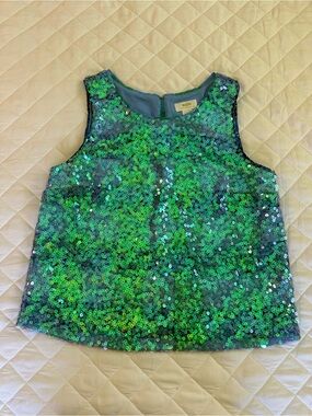 Maeve Size 10 Green Sequin Sleeveless Party Top